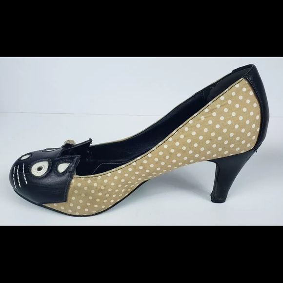 Rare 2013 TUK Tan Kitten Kitty Cat Heels Pumps Size 9 Meow Cat Anti Pop Shoes - Picture 12 of 14